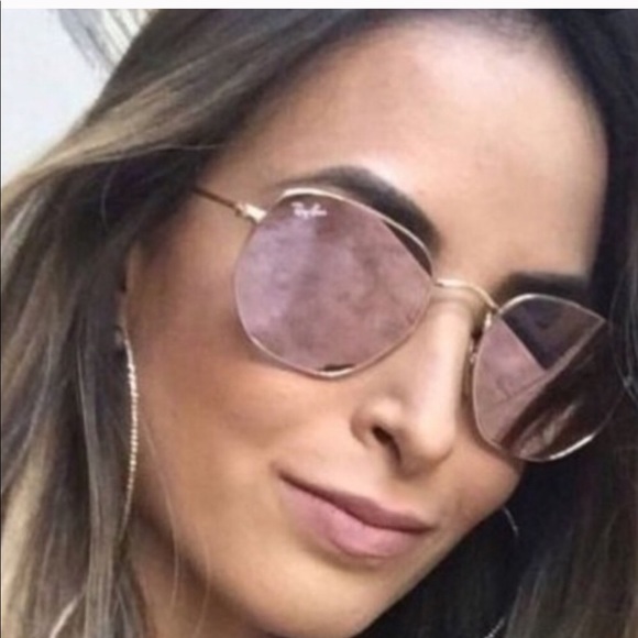 ray ban hexagonal pink